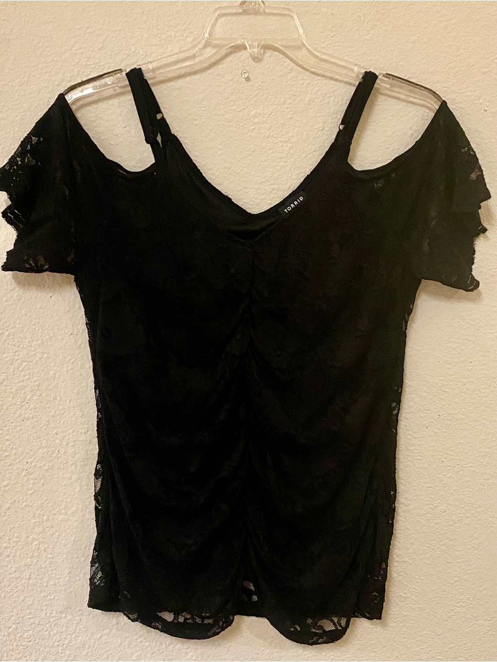 Torrid Black Lace Cold-Shoulder Top -Quick List For Show